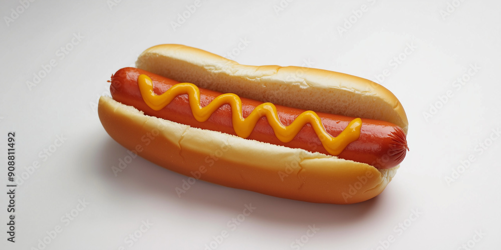 hot dog with mustard on white background hot dog with mustard on white background
