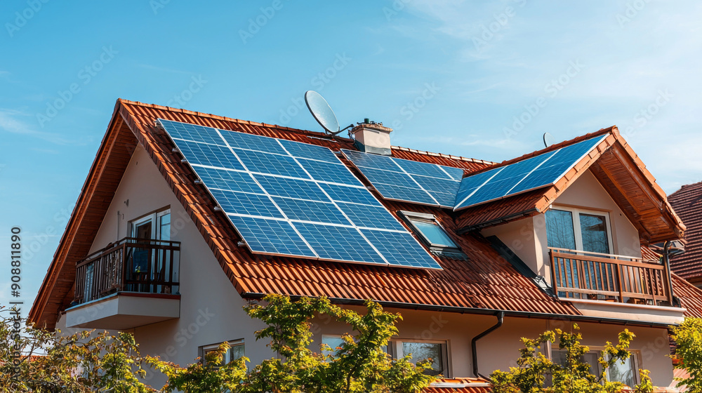 A house with a solar panel on the roof A house with a solar panel on the roof