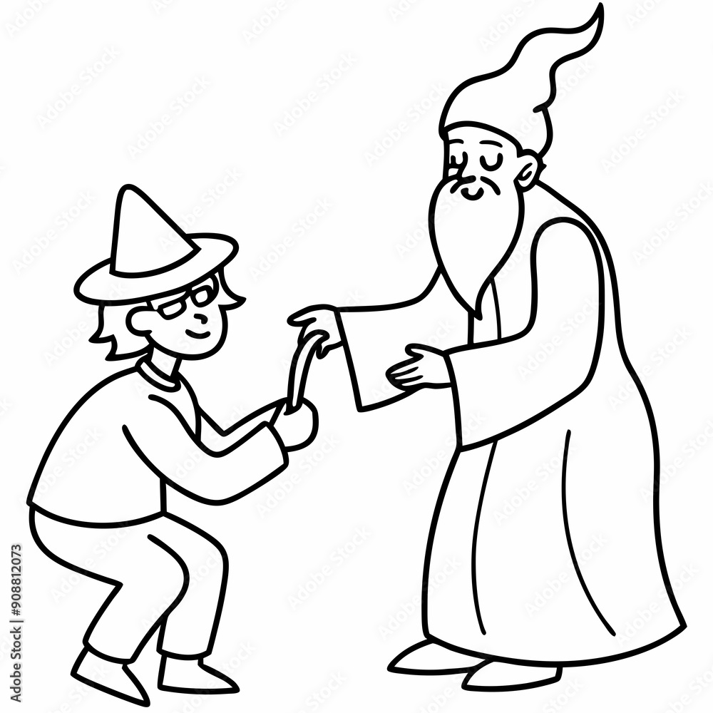 The wizard tests the peasant art vector illustration The wizard tests the peasant art vector illustration