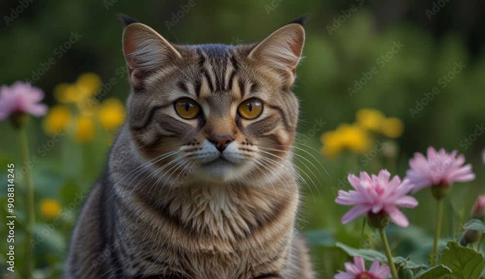 Majestic Cat Among Flowers Majestic Cat Among Flowers