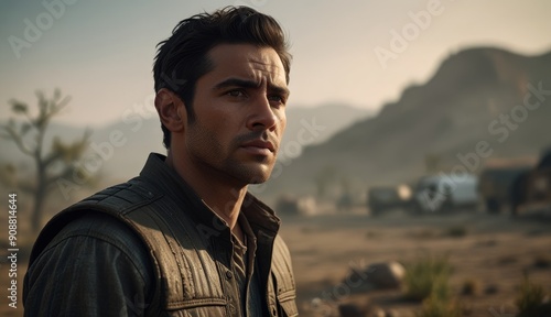 Serene Desert Portrait of a Young Man