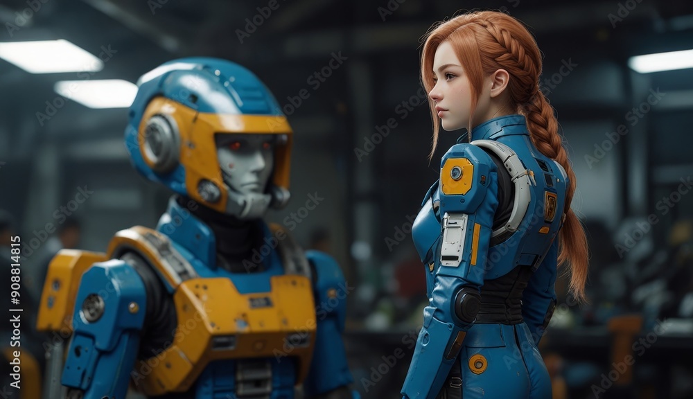 Futuristic Robot and Human Interaction Futuristic Robot and Human Interaction
