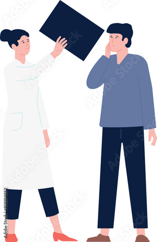 Female doctor show patient health exam results