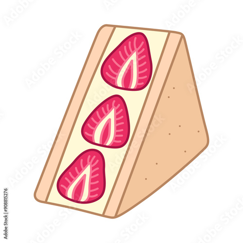 Vector strawberry sandwich. Traditional japanese dessert. Asian food.
