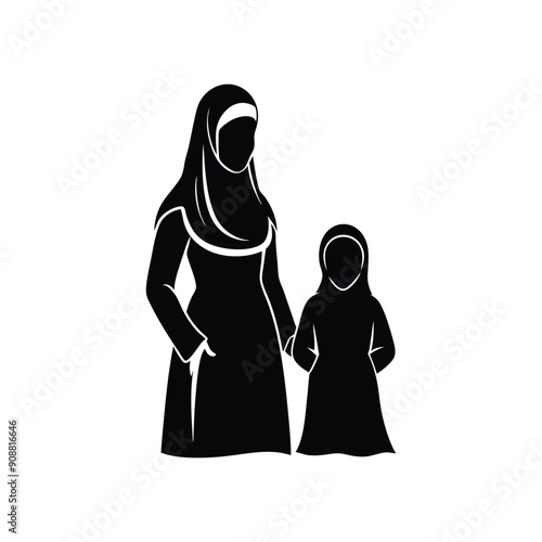 muslim mother and child silhouette

