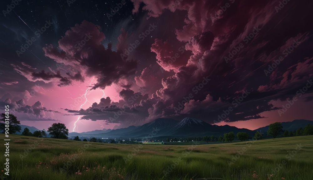 Fototapeta premium Majestic Storm Over Serene Landscape