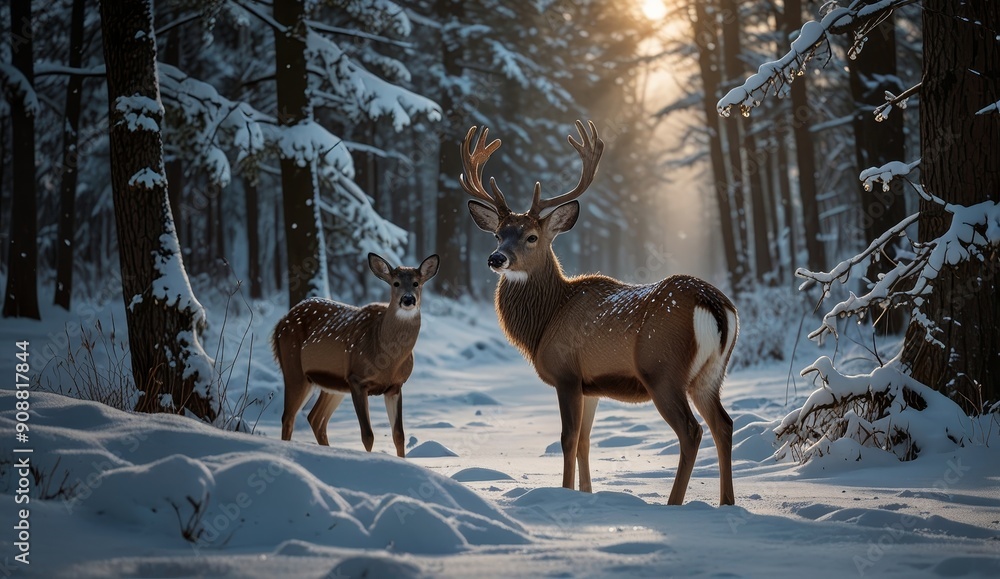 Winter Wildlife in Tranquil Forest Winter Wildlife in Tranquil Forest