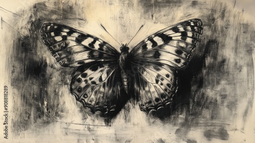 A Charcoal Butterfly Drawing