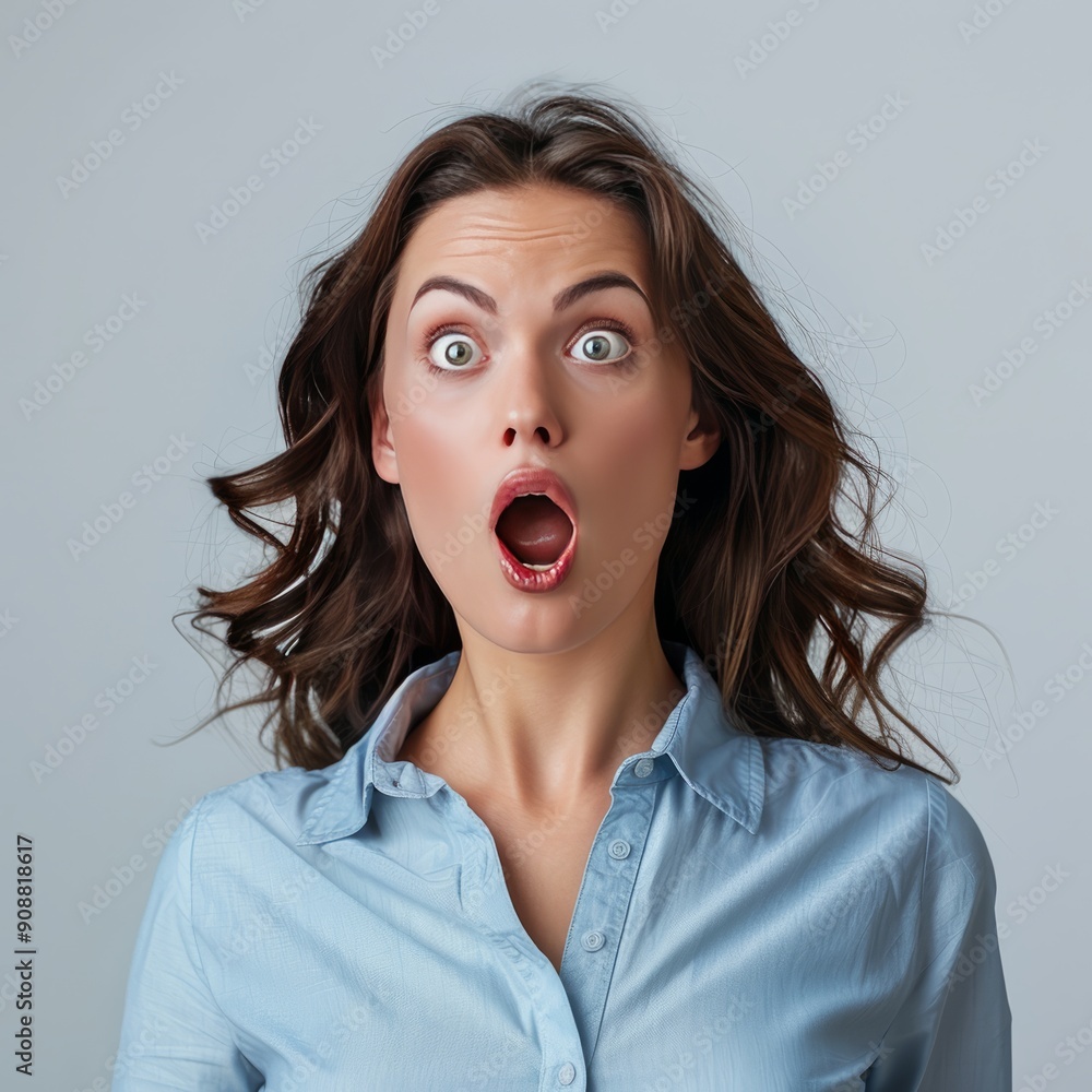 Young Woman With Surprised Expression and Wide Open Mouth Young Woman With Surprised Expression and Wide Open Mouth