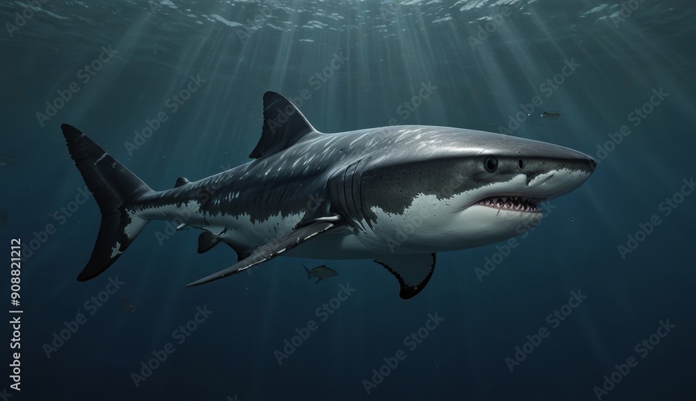Fototapeta premium Majestic Great White Shark Underwater