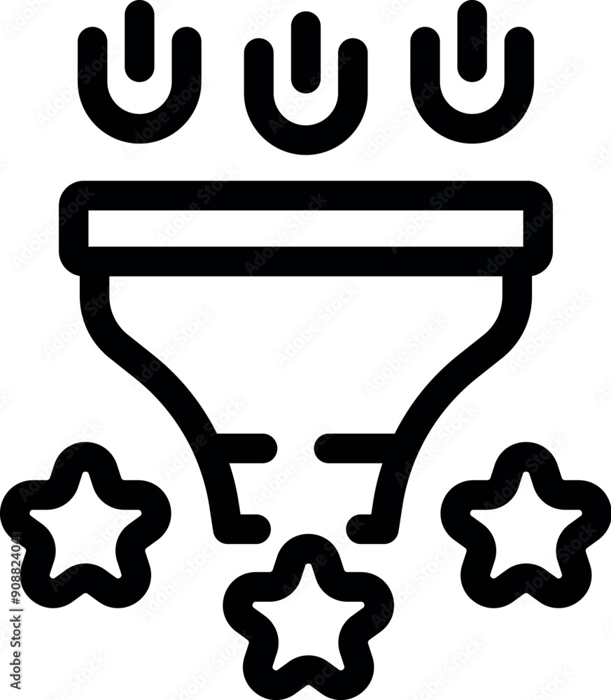 Line icon of a marketing funnel generating valuable customer insights, symbolizing the process of turning raw data into actionable knowledge Line icon of a marketing funnel generating valuable customer insights, symbolizing the process of turning raw data into actionable knowledge