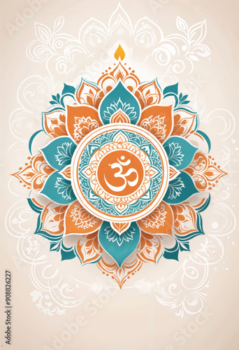 an abstract diwali rangoli design with geometric patterns and om symbol in the center of it