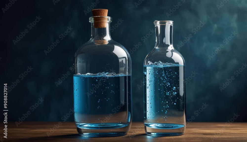 Elegant Glass Bottles with Water Bubbles Elegant Glass Bottles with Water Bubbles