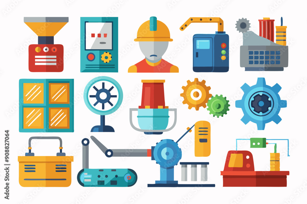 Industrial equipment icon set Stock set art vector illustration Industrial equipment icon set Stock set art vector illustration