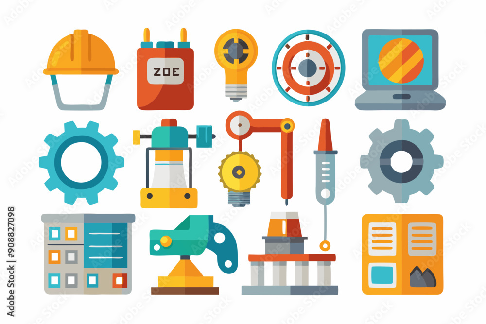Industrial equipment icon set Stock set art vector illustration Industrial equipment icon set Stock set art vector illustration