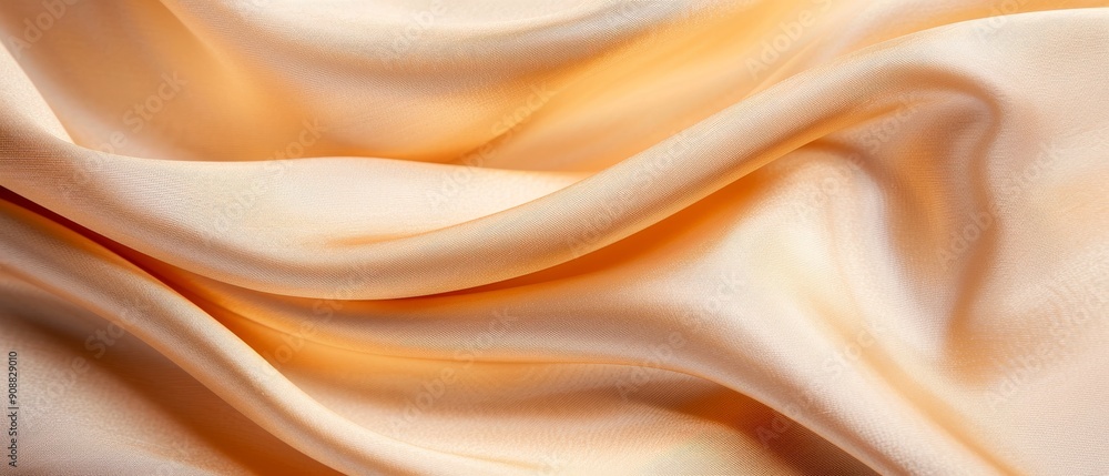 Elegant satin fabric flowing in soft curves, presenting a luxurious texture and warm hues, ideal for fashion and design projects. Elegant satin fabric flowing in soft curves, presenting a luxurious texture and warm hues, ideal for fashion and design projects.