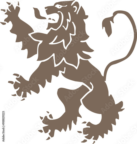Print, lion, medieval, Scotland, Celtic, concepts, crest, crown, emblem, fantasy, graphic, heraldic, tail, strong, silhouette, shield, royal, power,