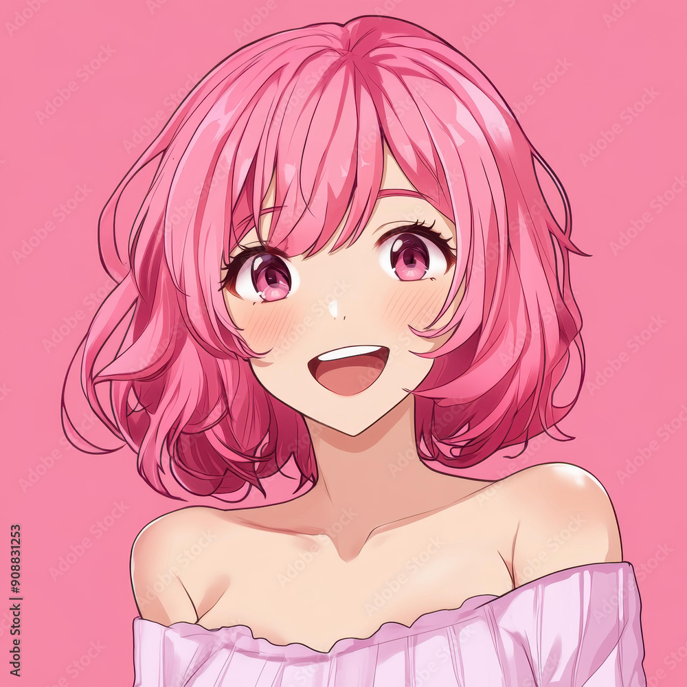 A charming VTuber with vibrant pink hair and eyes. Her cheerful smile and casual outfit spread joy to all viewers. A charming VTuber with vibrant pink hair and eyes. Her cheerful smile and casual outfit spread joy to all viewers.