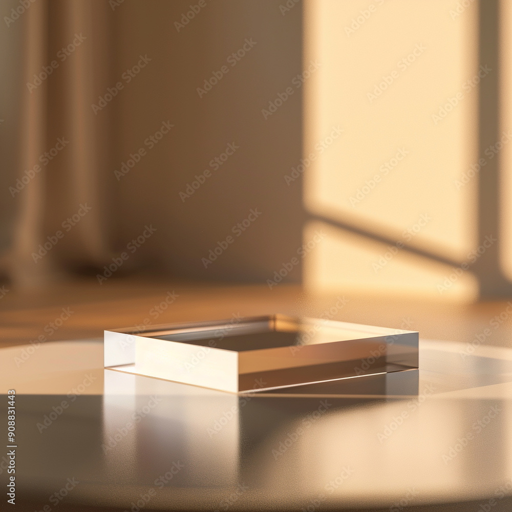 interior of a modern house with close up product display podium interior of a modern house with close up product display podium