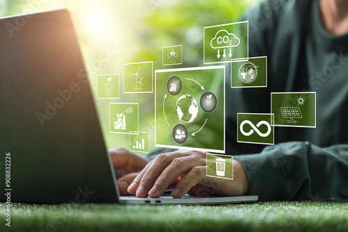 Sustainable supply chain assessment requires green finance and thorough analysis of carbon impact, contributing to eco-friendly management and stronger green economy. sustainable, assessment, green. photo