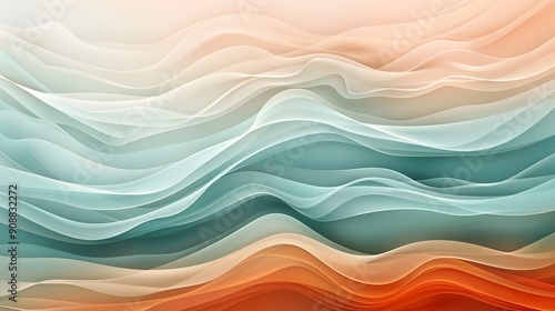 Abstract Wavy Background with Green, Pink, and Red Tones