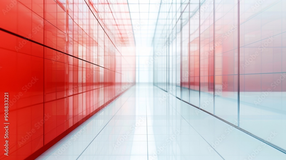 Futuristic corridor with red and transparent panels, creating a modern and sleek atmosphere for innovative designs. Futuristic corridor with red and transparent panels, creating a modern and sleek atmosphere for innovative designs.