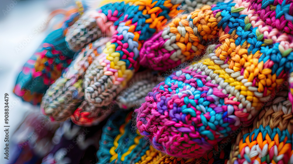 Cozy Knitted Wool Texture Handcrafted Woolen Mittens Background AI Generative Cozy Knitted Wool Texture Handcrafted Woolen Mittens Background AI Generative