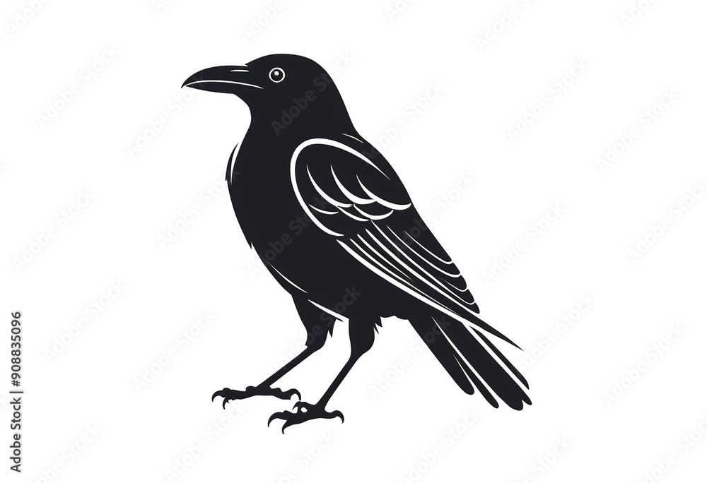Flat Black Raven Logo: Simple and Stylish Vector Graphic Flat Black Raven Logo: Simple and Stylish Vector Graphic