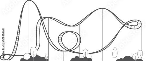 Roller coaster black icon. Fast funfair ride