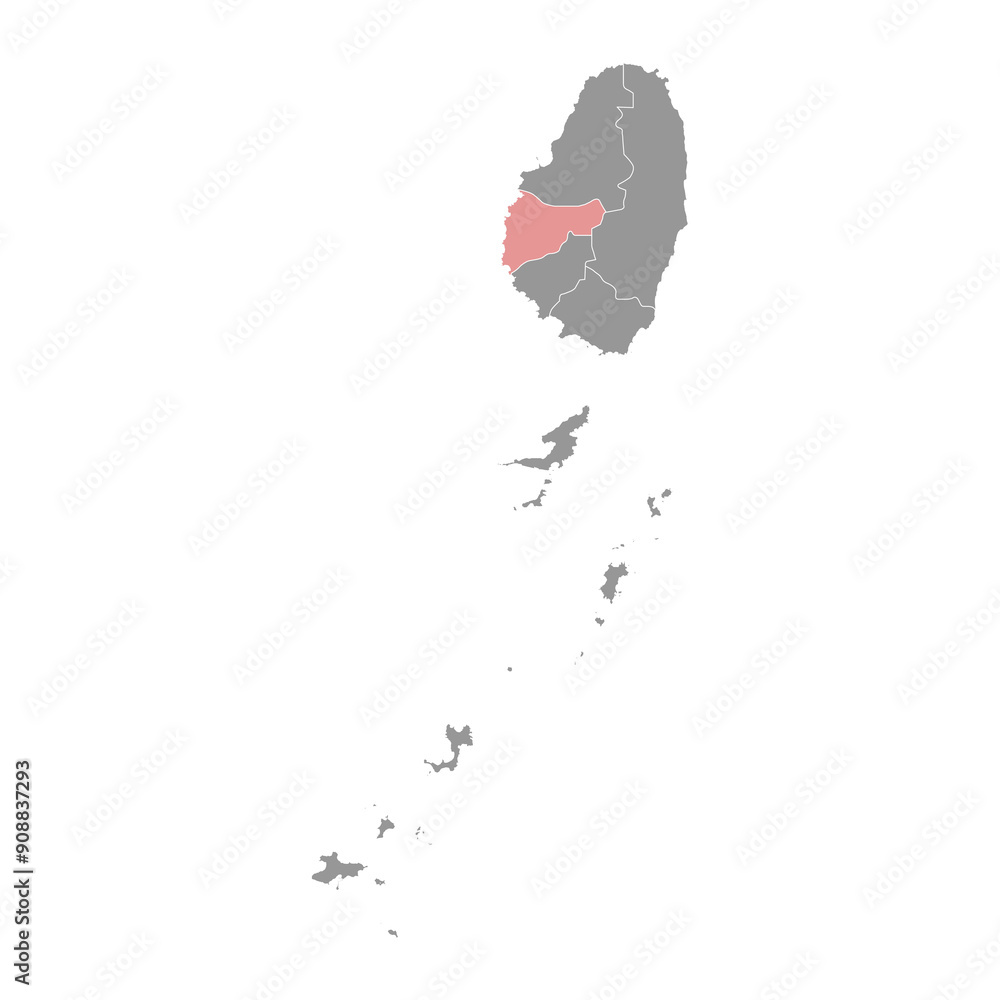 Fototapeta premium Saint Patrick Parish map, administrative division of Saint Vincent and the Grenadines. Vector illustration.