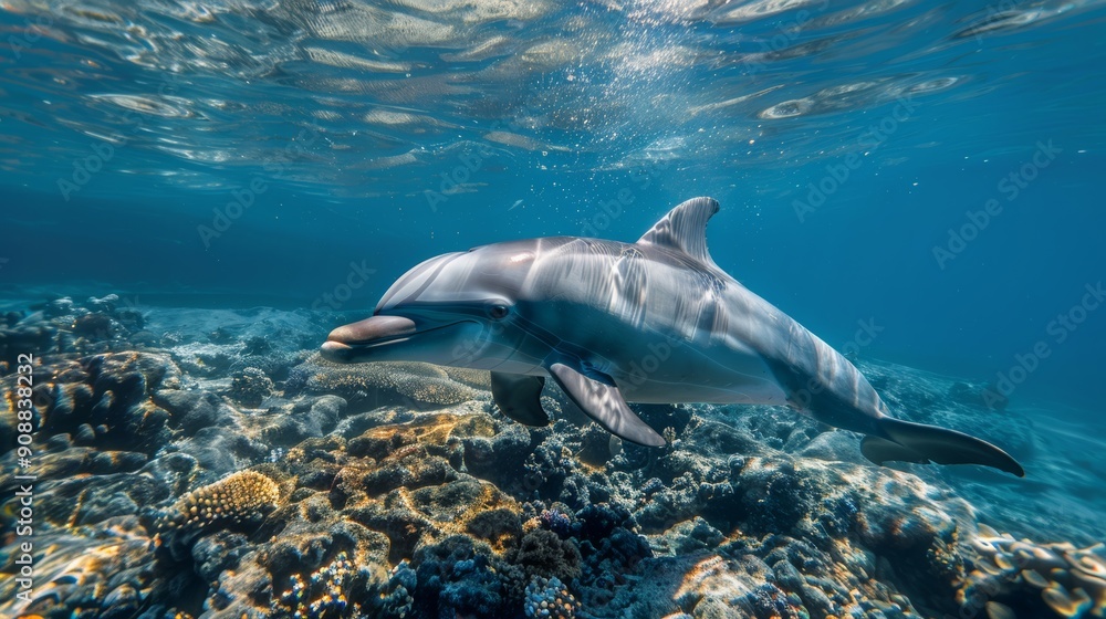 Fototapeta premium Wide-angle lens photography of a dolphin