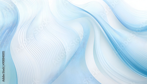 Flowing Blue and White Abstract Waves Representing Calm Tranquility and Motion in a Serene Setting