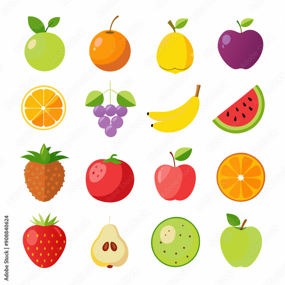 Fruit Apple Banana Orange set art vector illustration Fruit Apple Banana Orange set art vector illustration