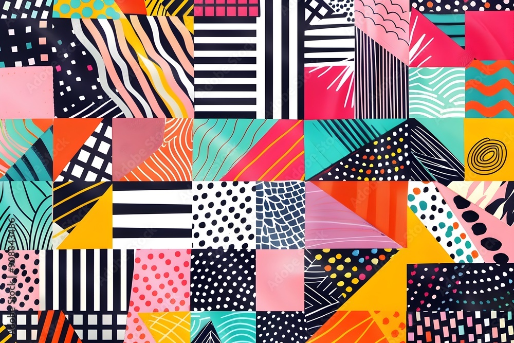 Vibrant and Playful Geometric Patterns Ideal for Shirt Design and Beach Accessories Vibrant and Playful Geometric Patterns Ideal for Shirt Design and Beach Accessories