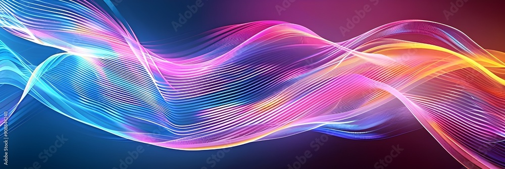 Abstract background with colorful waves and lines in blue, pink, purple, white and yellow colors. Abstract wavy design with copy space for text or image. Vector illustration, 8k resolution. Abstract background with colorful waves and lines in blue, pink, purple, white and yellow colors. Abstract wavy design with copy space for text or image. Vector illustration, 8k resolution.