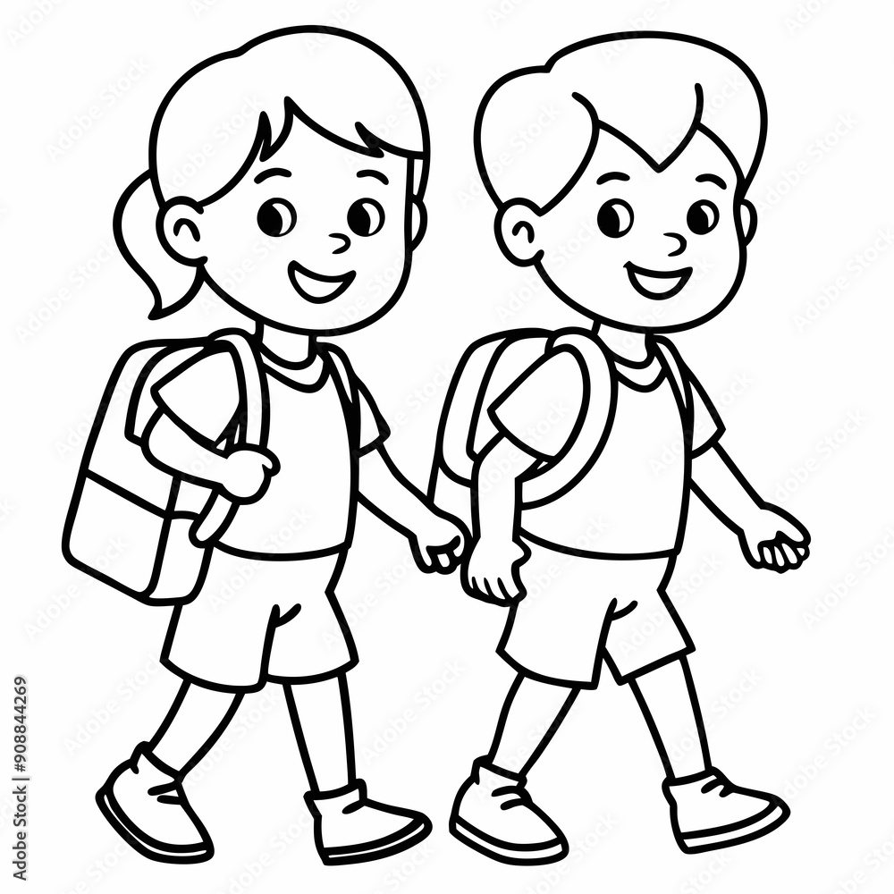 kids wearing school bag are going to school art vector illustration kids wearing school bag are going to school art vector illustration