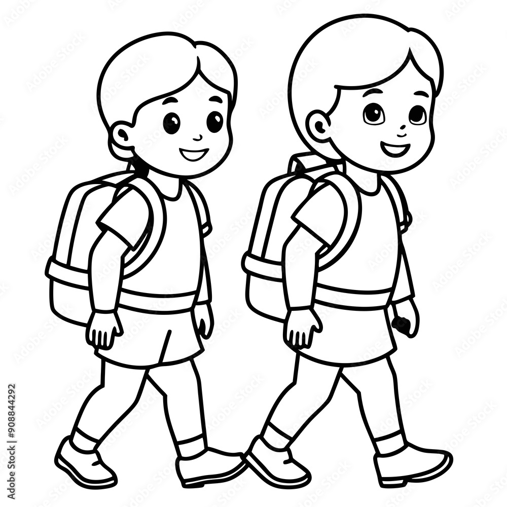 kids wearing school bag are going to school art vector illustration kids wearing school bag are going to school art vector illustration