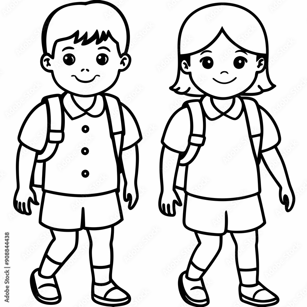 kids wearing school bag are going to school art vector illustration kids wearing school bag are going to school art vector illustration