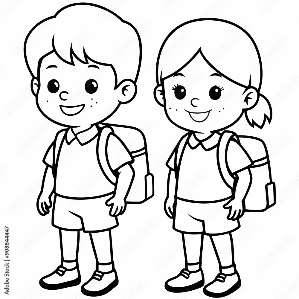kids wearing school bag are going to school art vector illustration kids wearing school bag are going to school art vector illustration