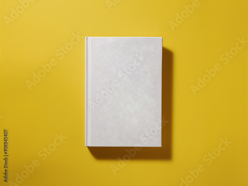 isolated white cover book against yellow background