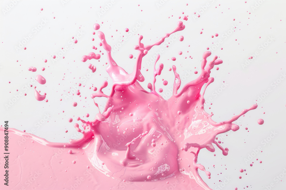 close up isolate image of a pink splash of paint over a white neutral background close up isolate image of a pink splash of paint over a white neutral background