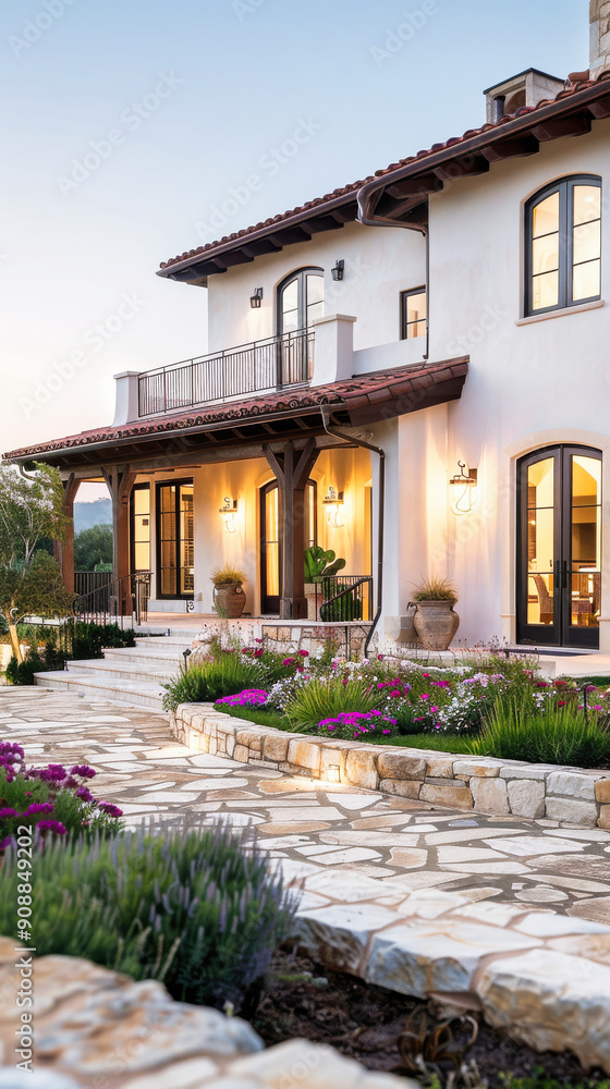 Obraz premium A stylish home with a large front yard