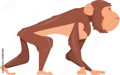 Monkey side view. Wild primate color icon