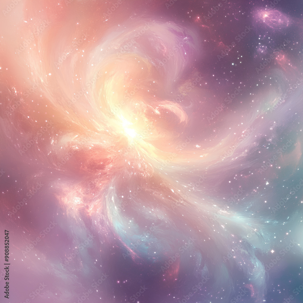 Fototapeta premium Beautiful Pastel Galaxy with Swirling Nebulas and Shimmering Stars