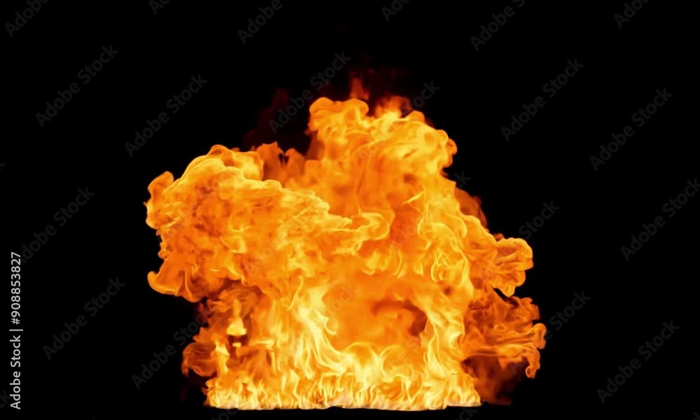 Massive oil fire blast on a black background with alpha channel Massive oil fire blast on a black background with alpha channel