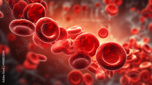 Photos of Blood cell and red blood cells, medical concept of laboratory.