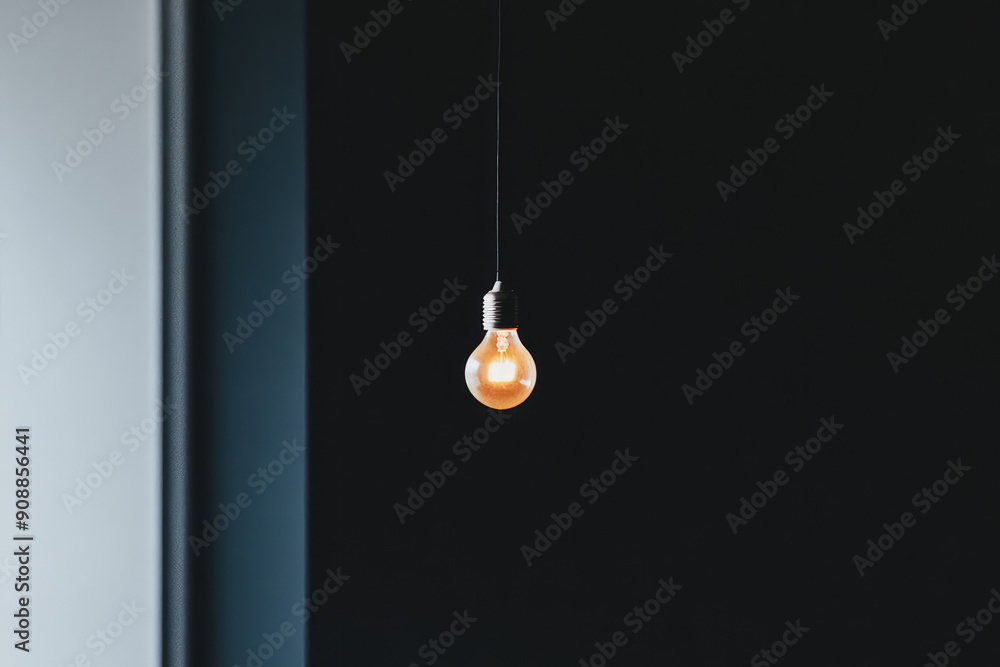 glowing lightbulb hanging from ceiling glowing lightbulb hanging from ceiling