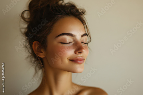 Wallpaper Mural A close up of a girl's face with her eyes closed Torontodigital.ca