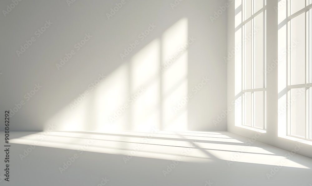 Fototapeta premium Abstract Minimalism: White Background with Shadows for Design Projects