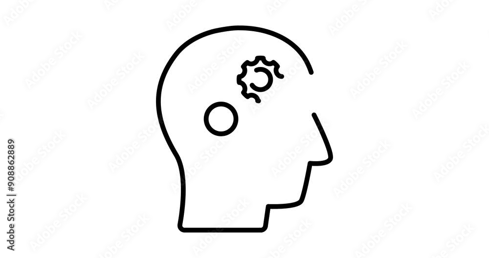 Mind gears animated outline icon with alpha channel. Gears in human head 4k motion design animation for web, mobile and ui design Mind gears animated outline icon with alpha channel. Gears in human head 4k motion design animation for web, mobile and ui design